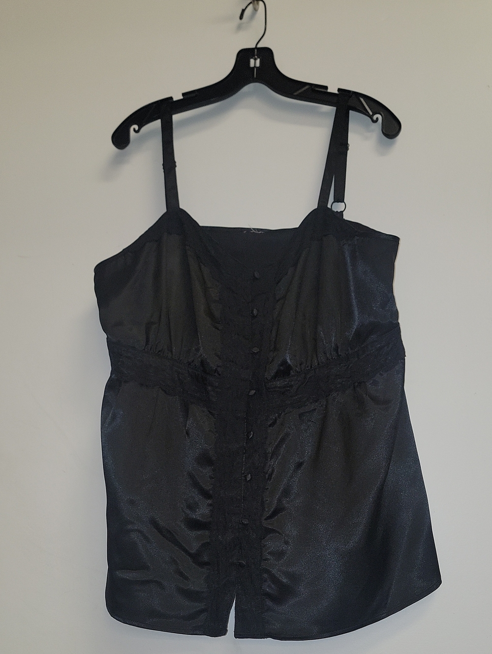 Y2K Black Satin Lace-Trim Cami Top 14/16 Venezia